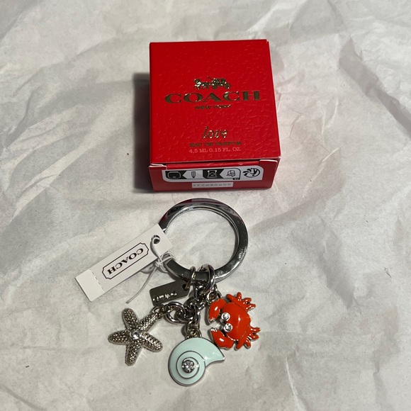Coach Red Box with Silver Keychain and Sea Life Charms - Picture 1 of 2
